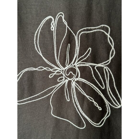 Talbots Womens Midi Dress 18 Black Floral Embroidered Linen Rayon Old Money - Picture 4 of 12